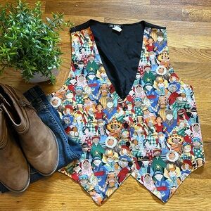 111 Main Vintage 90s People of the World Black Red Teacher School Vest Large